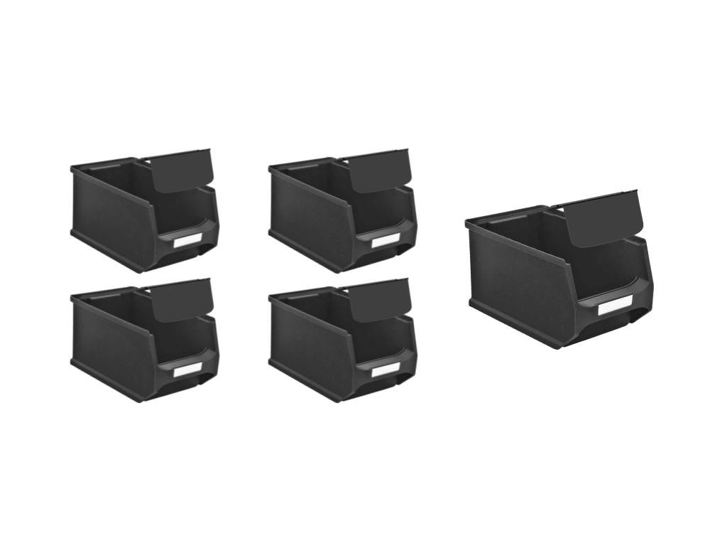 PROREGAL Value Pack 5 x Geleidende opbergdoos 3.0 met deksel HxBxD 12,5 x 14,5 x 23,5 cm 2,8 liter ESD-opslagcontainer Opbergdoos