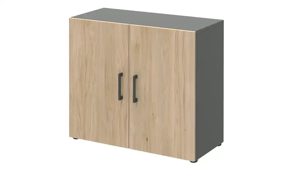 Aktenschrank Kasai 2 Türen 72 cm Anthrazit, Eiche (Nachbildung)