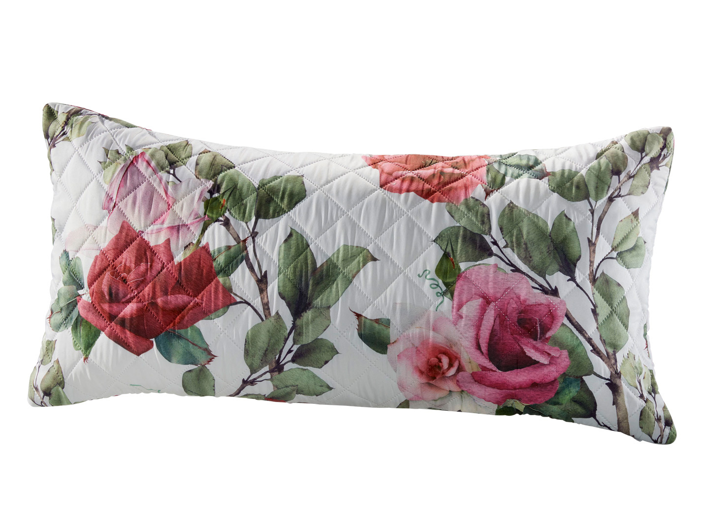 Tagesdecke und Kissenbezüge mit Rosen- Motiven