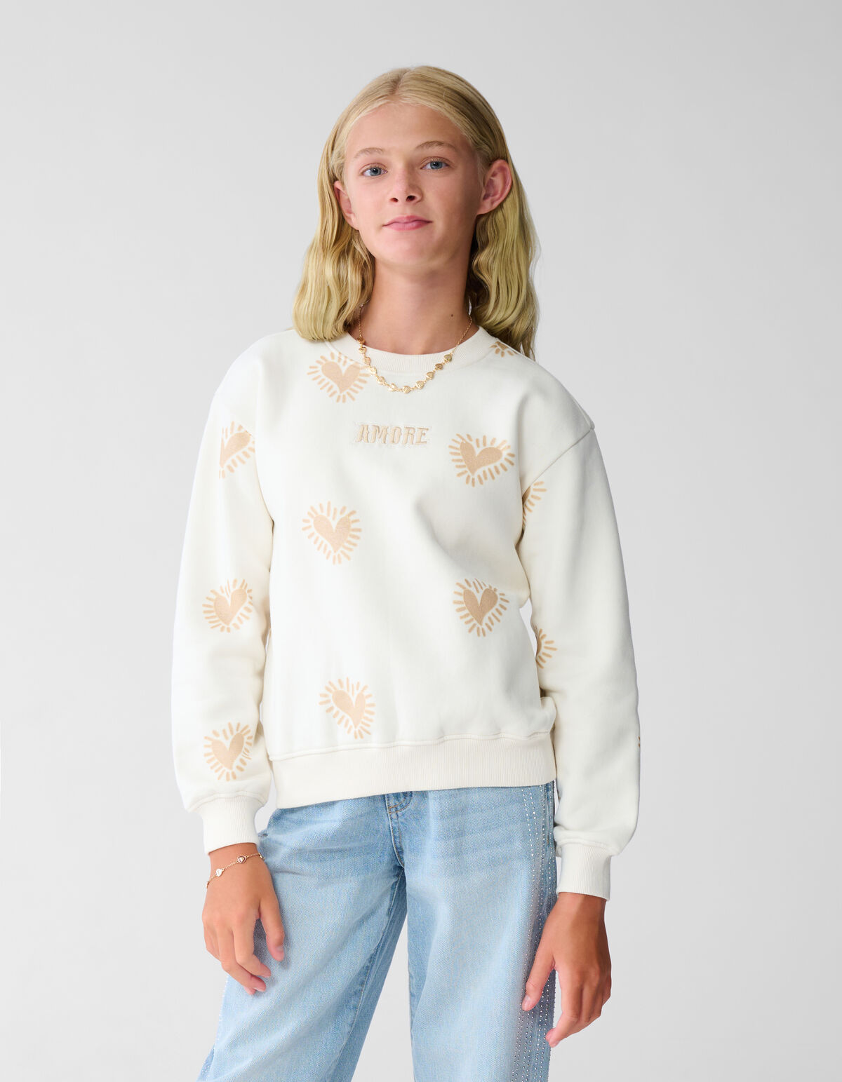 Amore Artwork Sweater Gebroken Wit