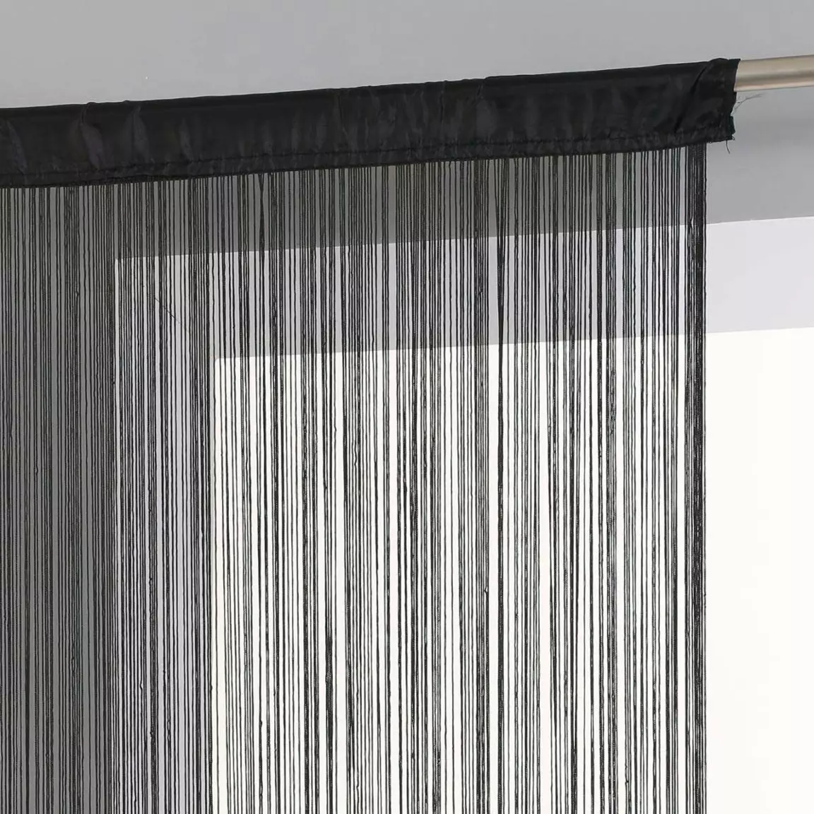 Rideau de fil (90 x H200 cm) Uni Noir