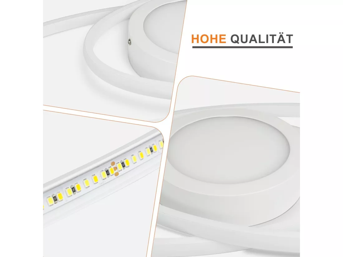 NETTLIFE Plafonnier LED Ovale 48 W Dimmable Blanc avec Télécommande 3000 K - 6500 K Moderne pour Chambre à coucher Chambre d'enfant Bureau