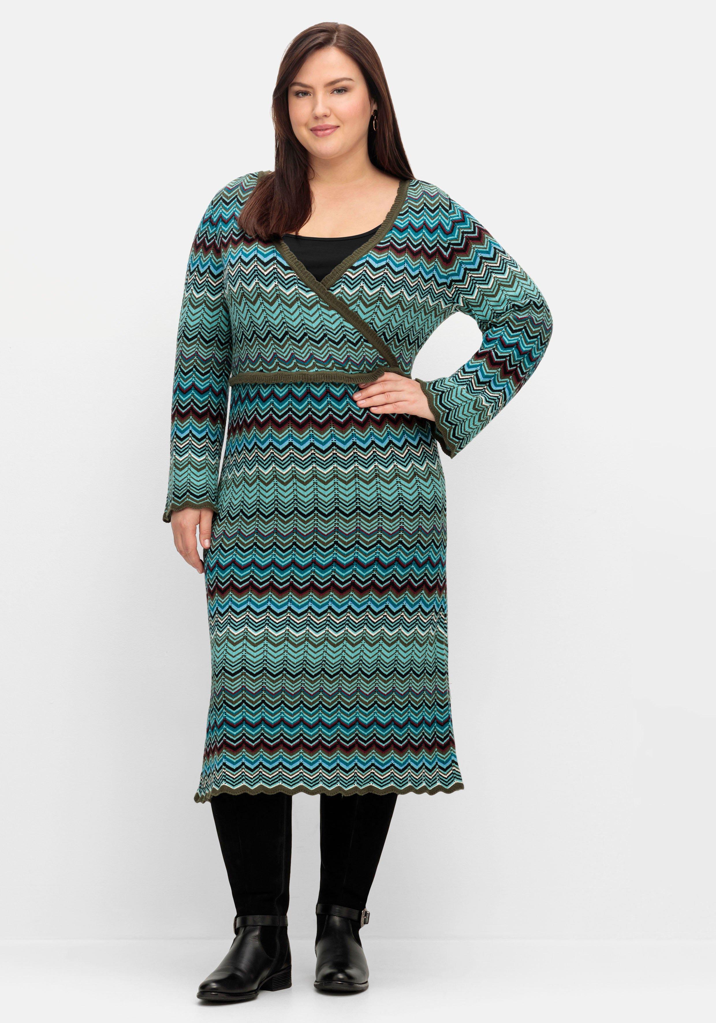 Strickkleid in Wickeloptik, mit Unterkleid