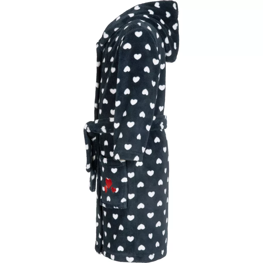 Playshoes Fleece-Bademantel Herzchen marine