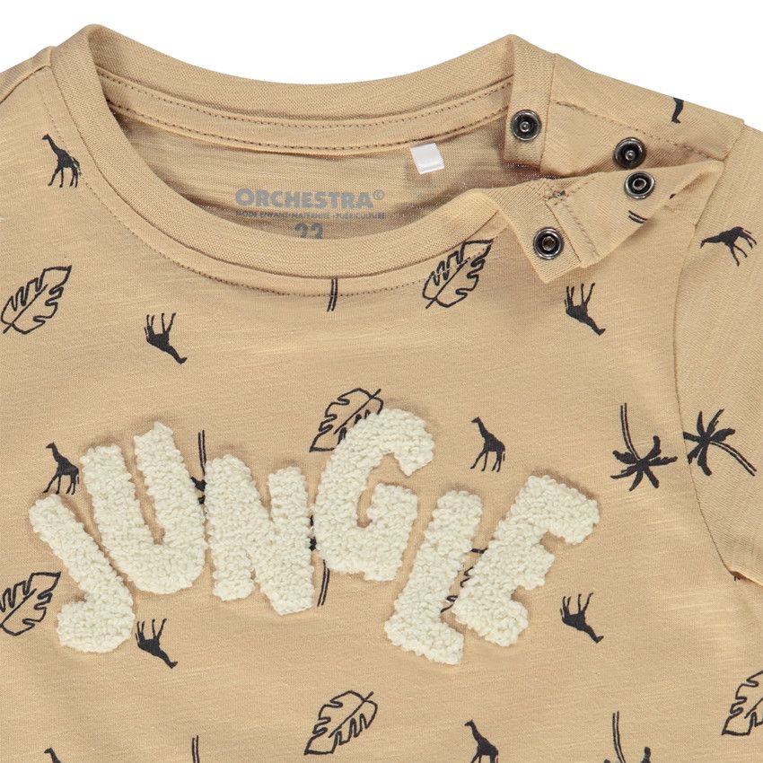 T-shirt manches courte avec patch bouclette pour bébé garçon - Beige