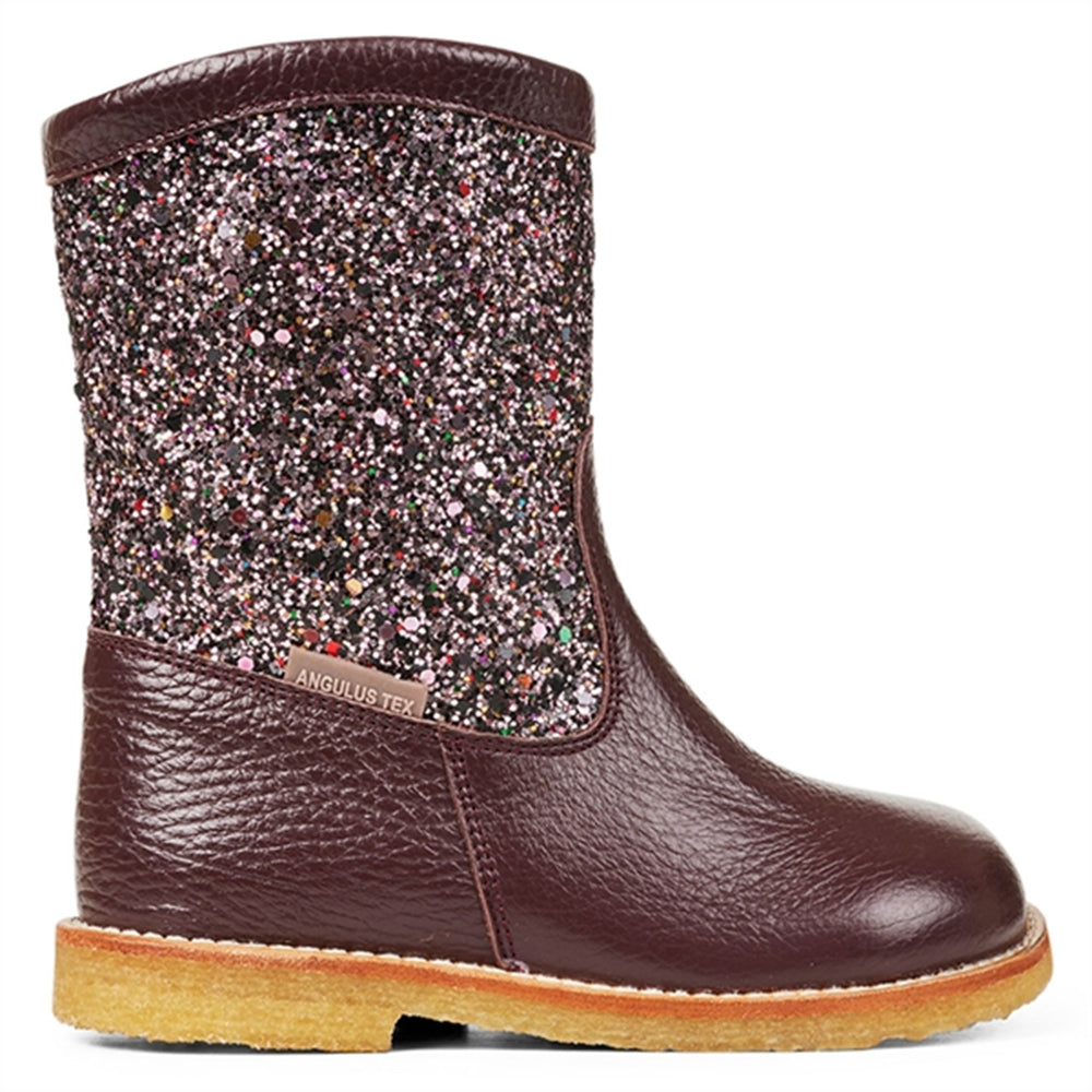 Tex Støvle Med Glitter Og Lynlås Bordeaux/Bordeaux Multi Glitter