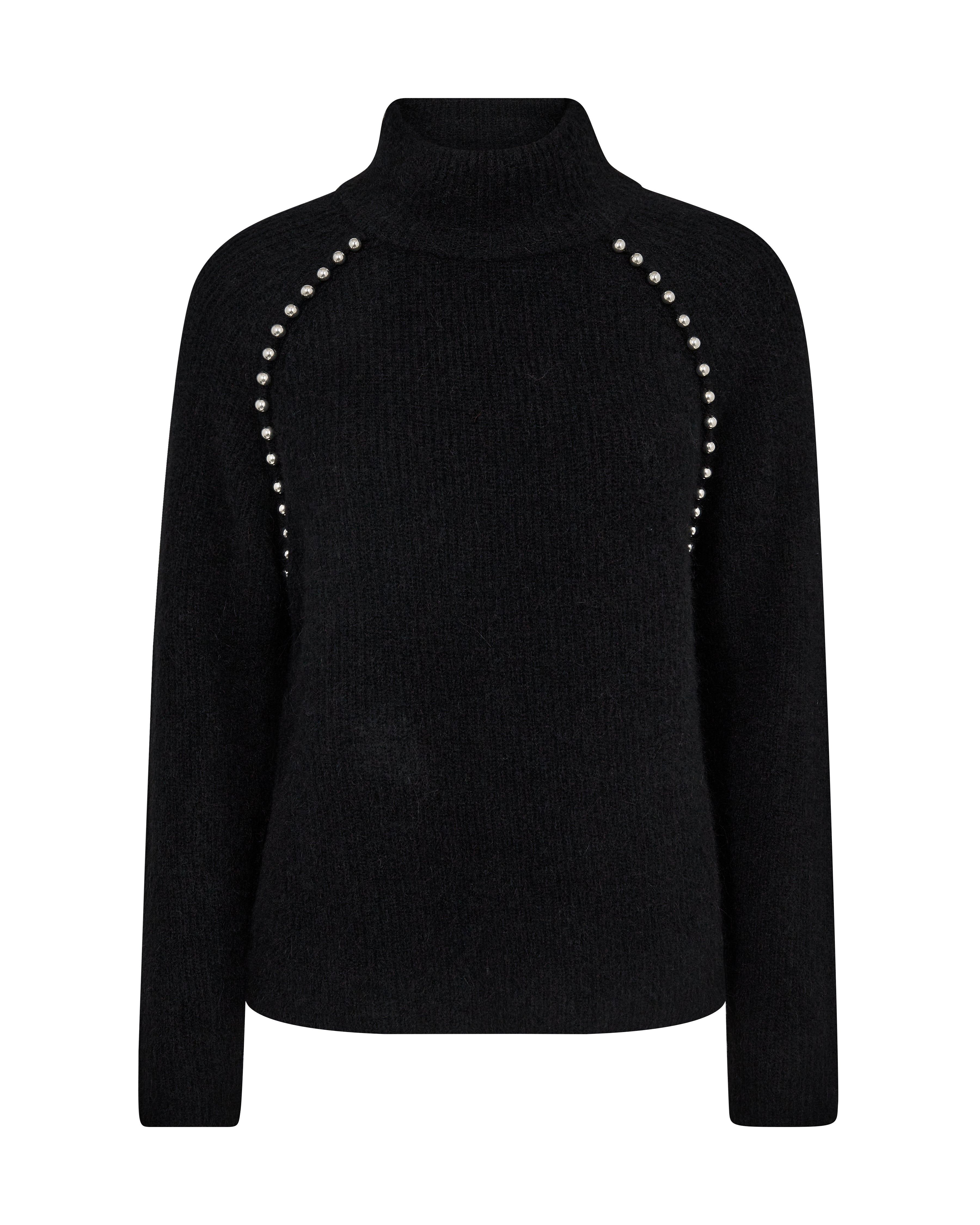 Mos Mosh  Zora Bead turtleneck striktrøje - sort