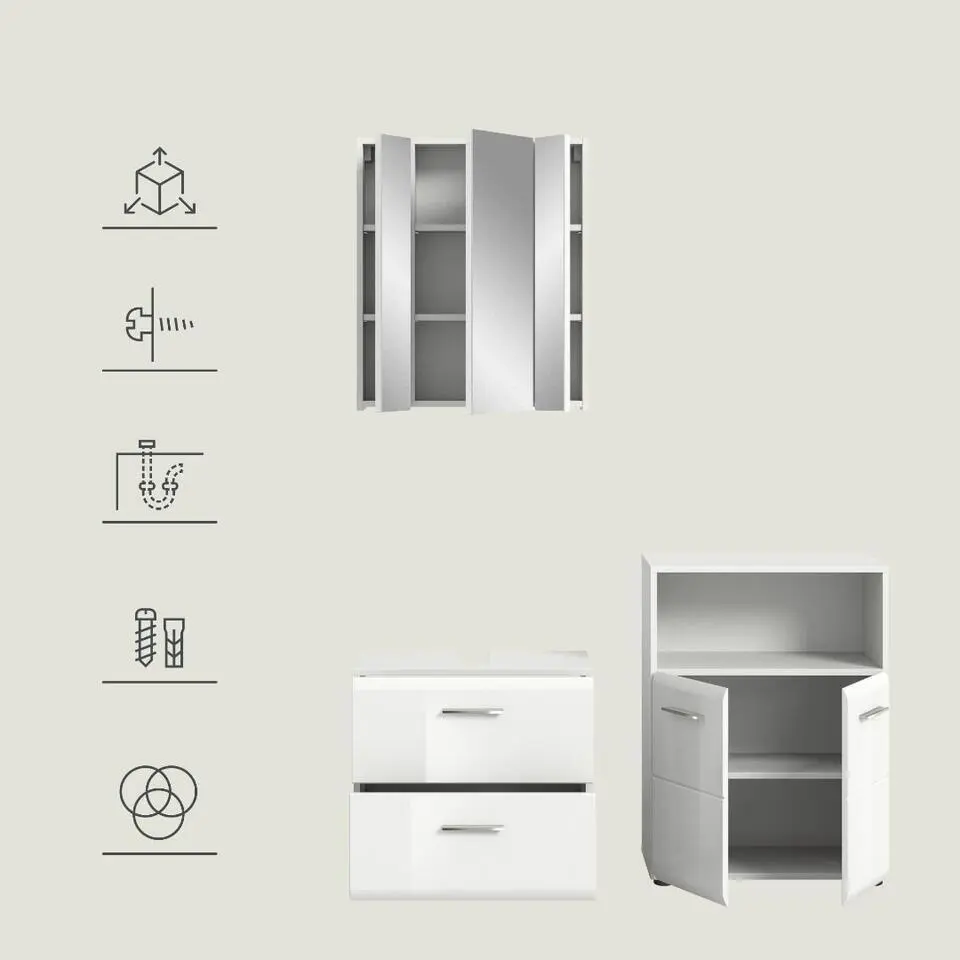 Hioshop Ice badkamer I59 wit hoogglans- wit