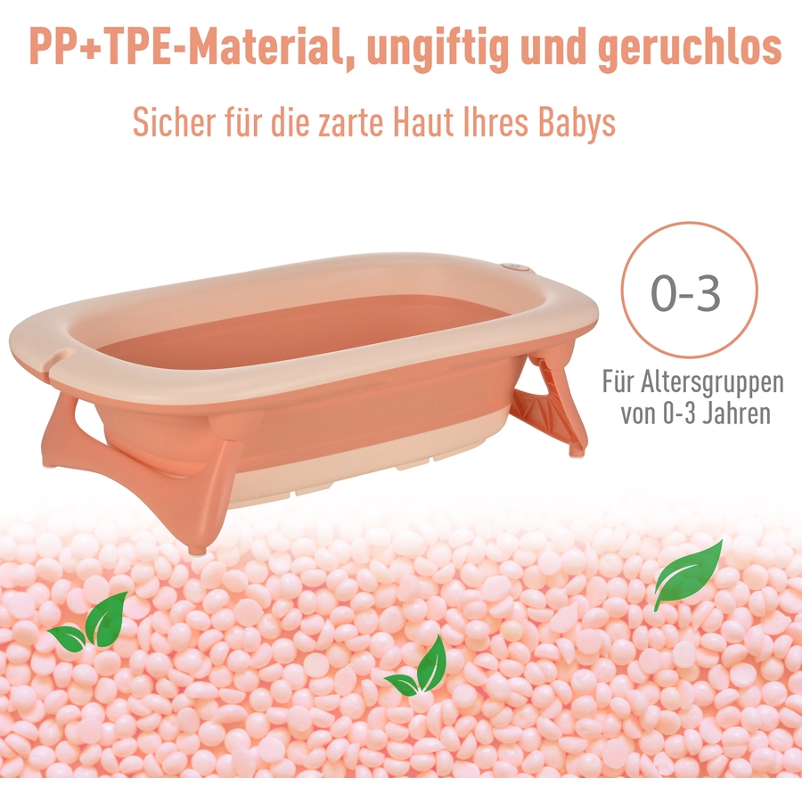 HOMCOM Faltbare Babywanne mit Waschbecken und Shampoobecher rosa