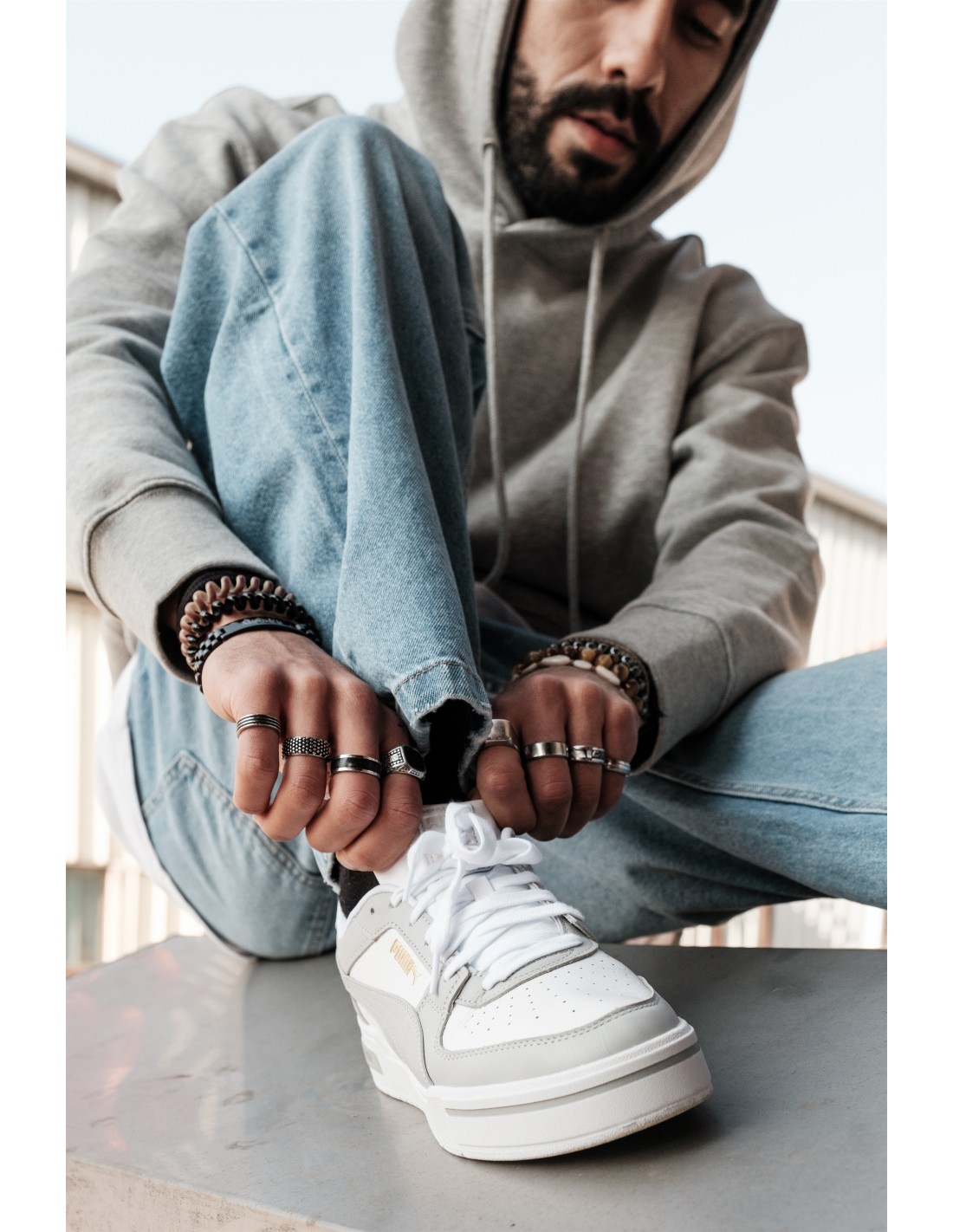 puma Sneakers homme Ca Pro Classic Cuir gris/blanc