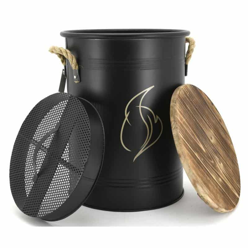 Seau à pellets - tabouret 2 en 1 flamme