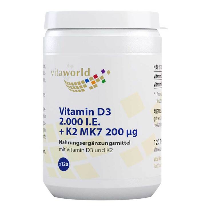 Vitamin D3 + K2 2.000 I.E. / 200 µg Tabletten, 120 St