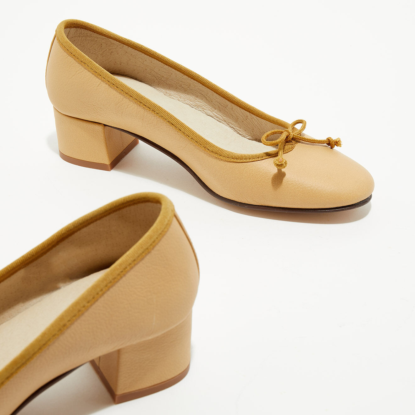 Quartier Latin Ballerines trotters en Cuir verni Diane camel - Talon 4 cm