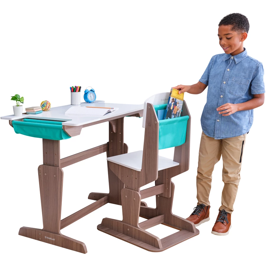 KidKraft® Verstellbarer Schreibtisch mit Stuhl Grow Together™“, aschgrau