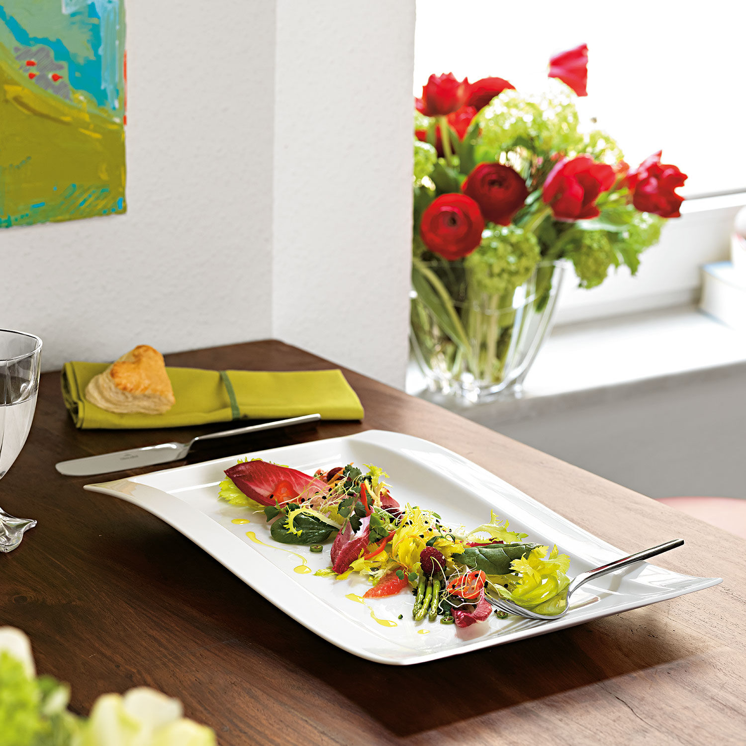 NewWave Buffet plate White, 14.8'' x 9.9'', Premium Porcelain