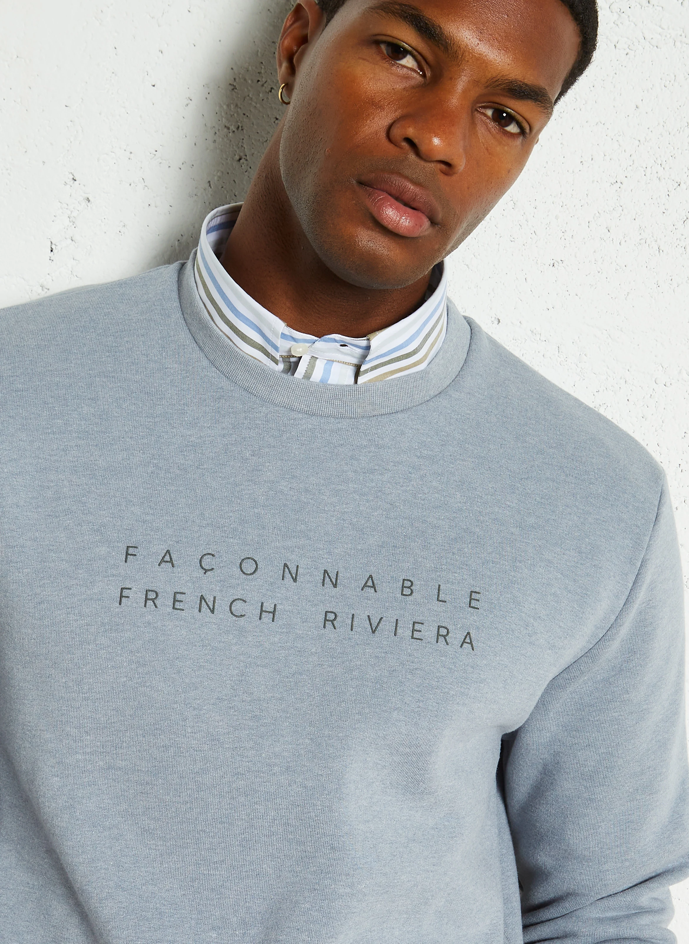 Sweat ample sérigraphié en coton| Bleu