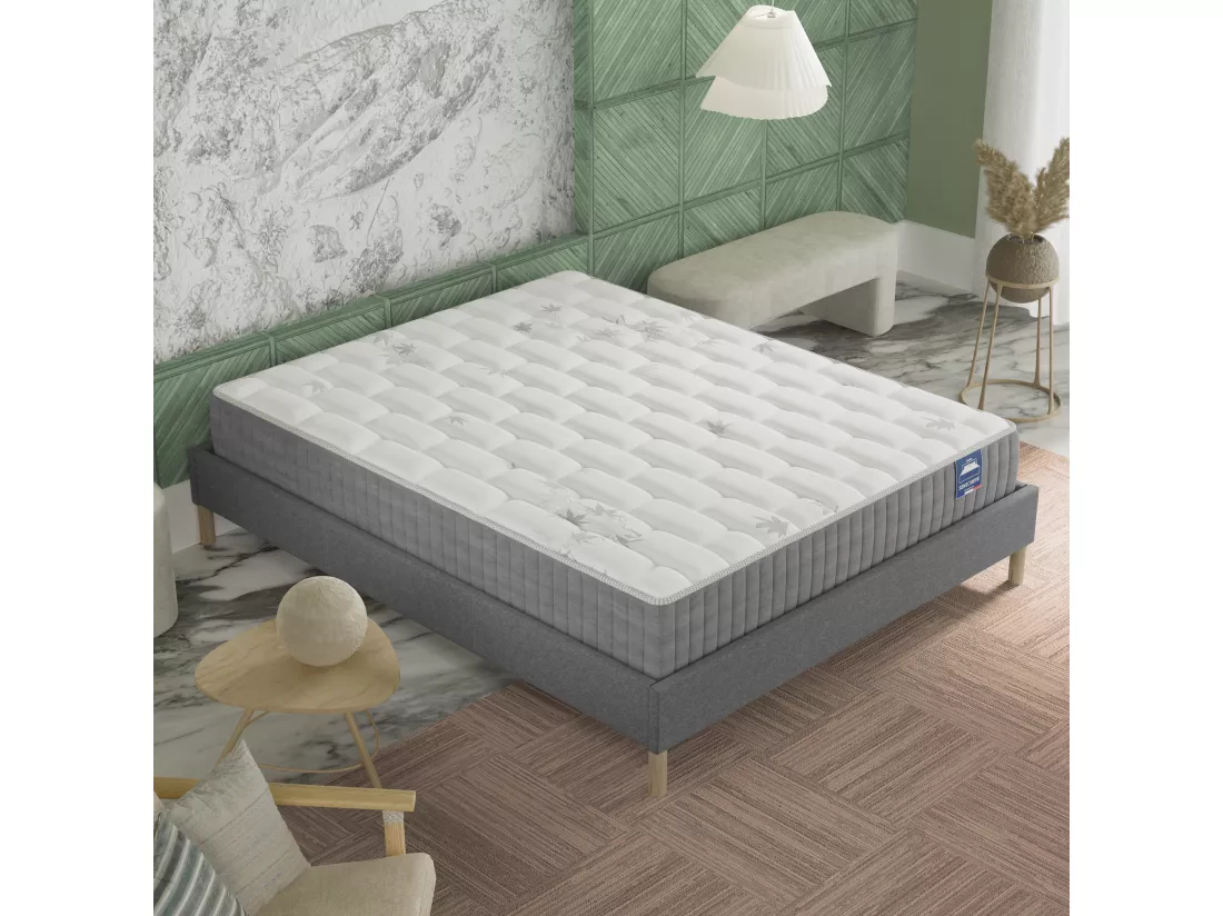 Ensemble matelas ressorts + sommier 120x190 cm ép. 25 cm à mémoire de forme