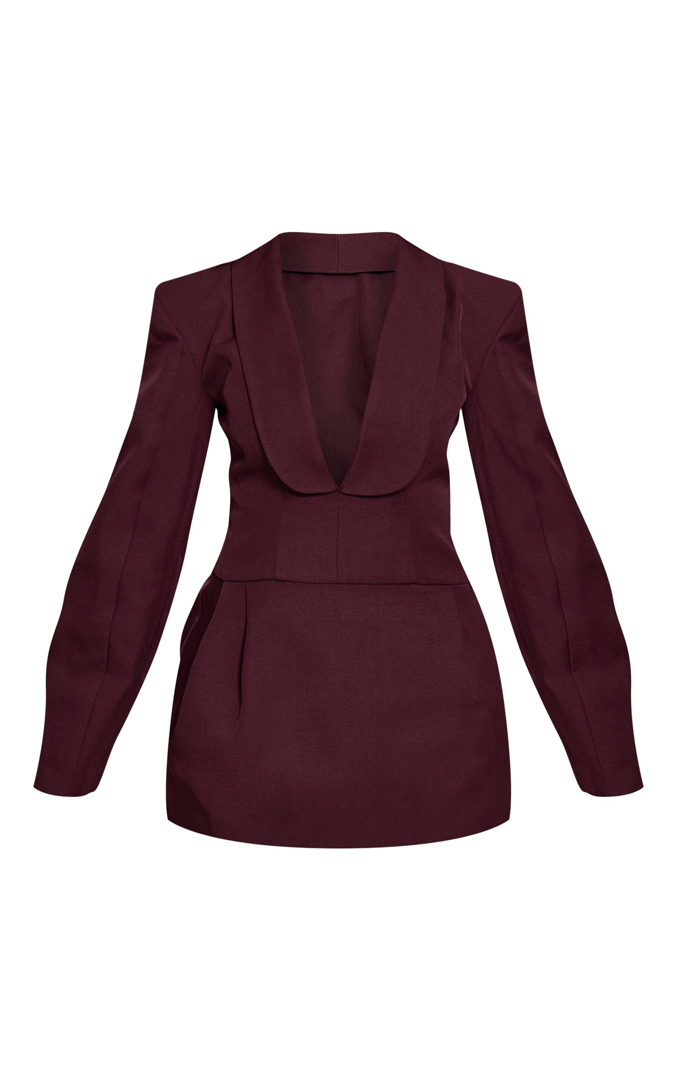 Prune Robe Blazer Cintrée À Col En V Petite Taille