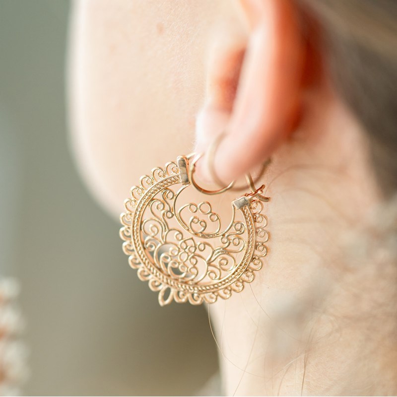 Boucles d'Oreilles Orientales Plaqué Or
