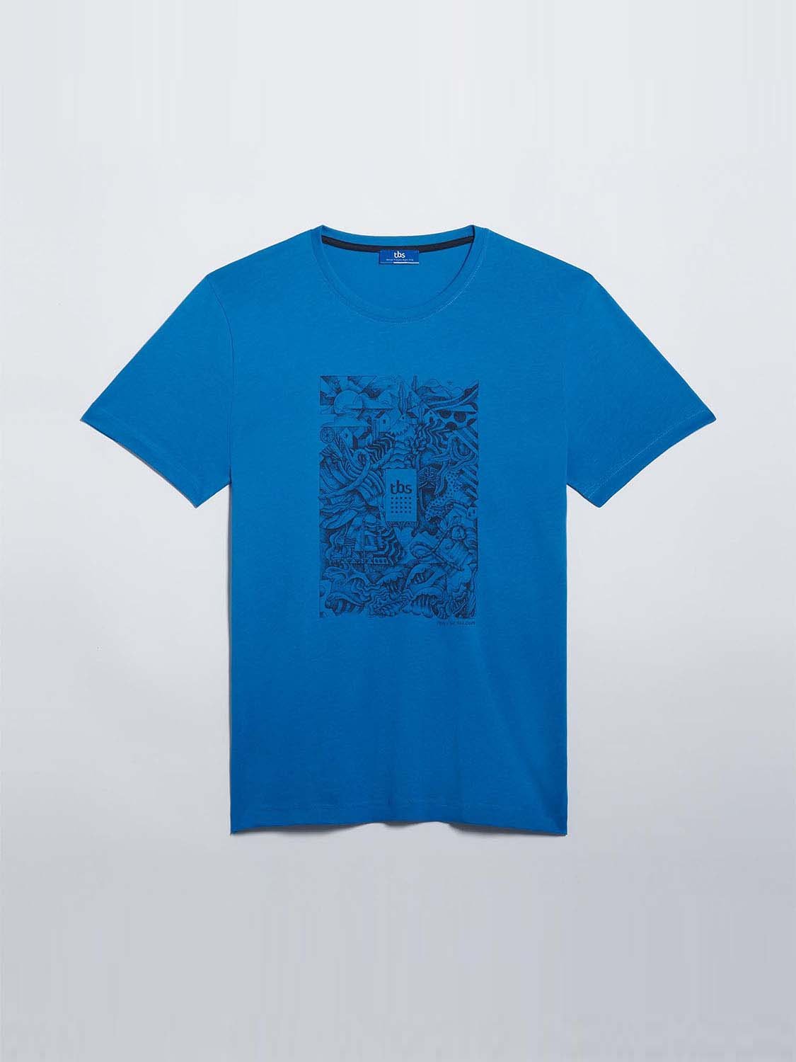 Tee Shirt Homme Print Coton Biologique Bleu