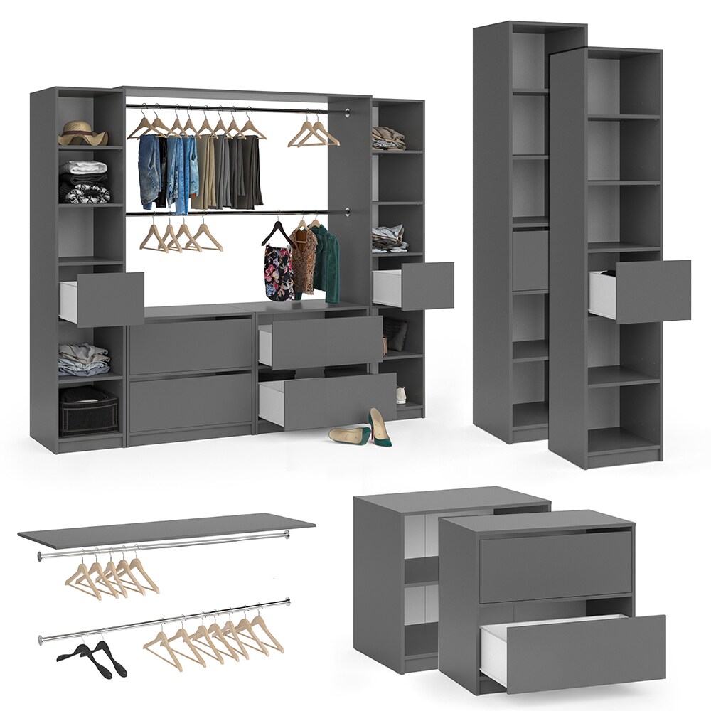 Vicco Kleiderschrank Visit Anthrazit Dielenschrank Flurgarderobe - Offen begehbar (Set XXXL)