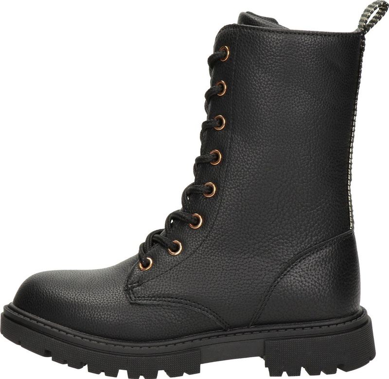 Nelson - Veterboot - Zwart - Imitatieleer - Gevoerd met Zacht Textiel