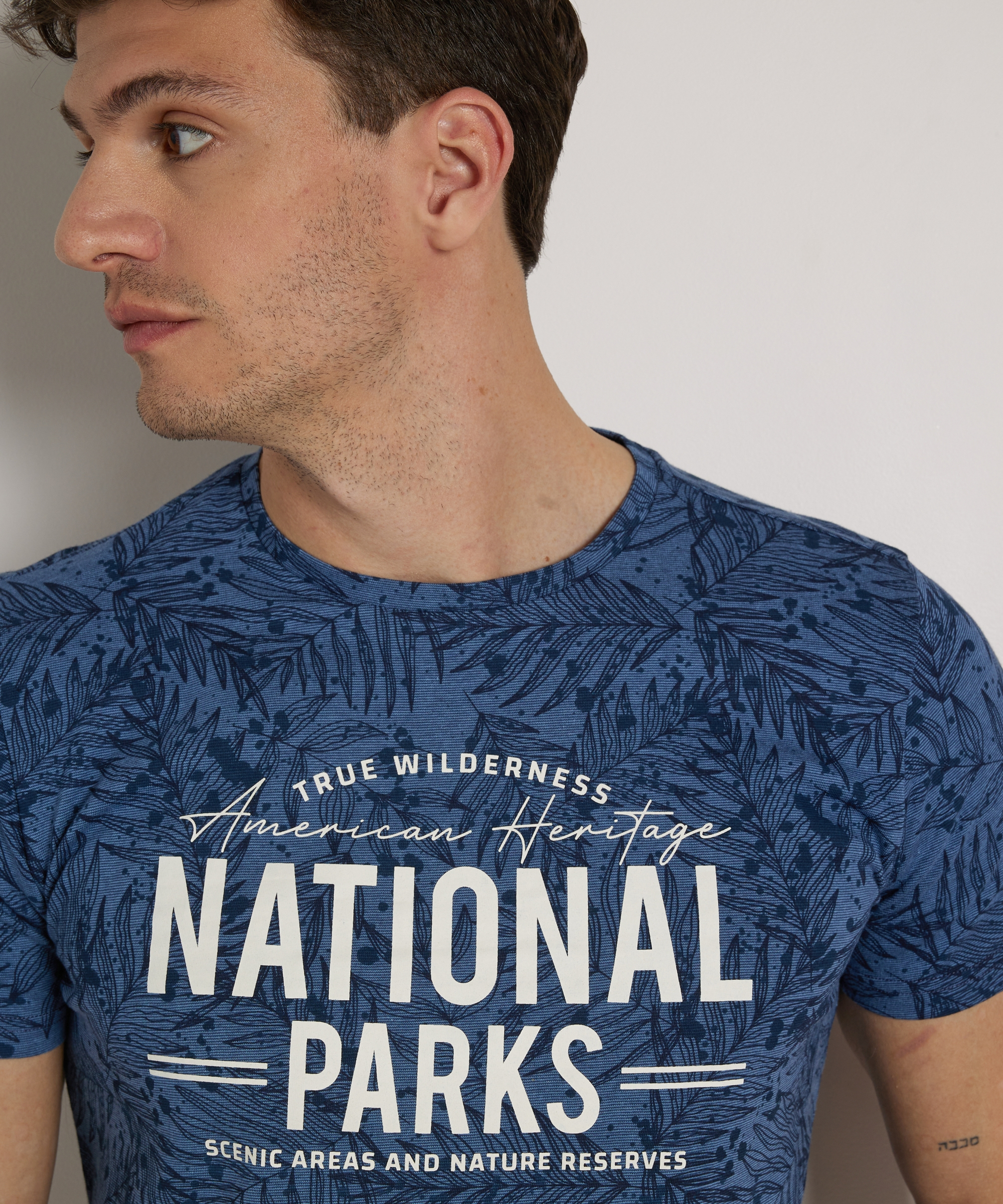 bladprint t-shirt met tekstprint
