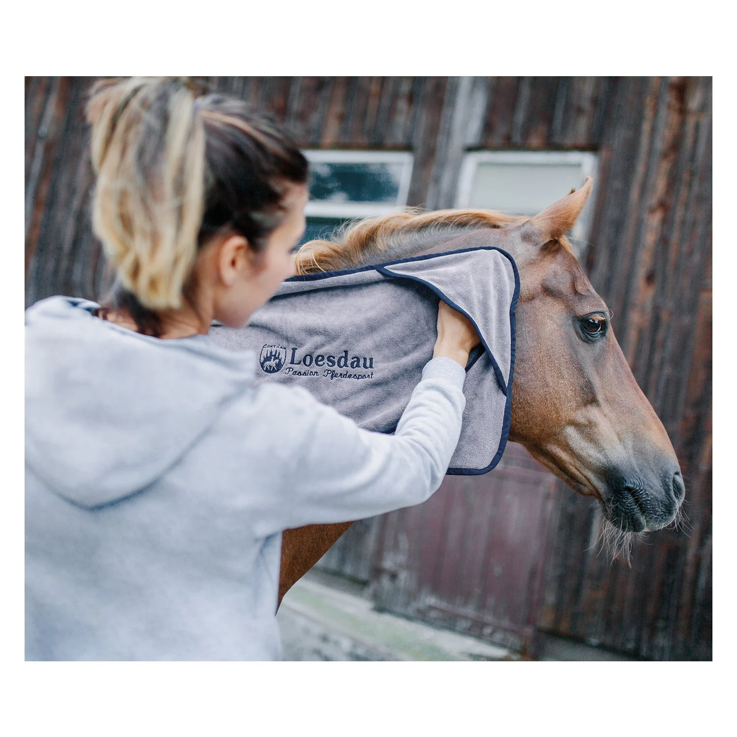 Loesdau Pflegetuch Multi Towel  - grau/navy - ca. 65 cm x 35 cm