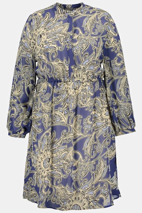Tunika, Blüten, Oversized, Bindebänder, Rundhals, Langarm