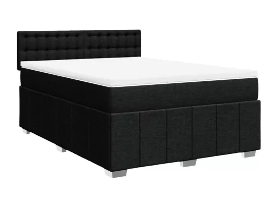 Sommier à lattes de lit avec matelas Noir 140x190 cm Tissu