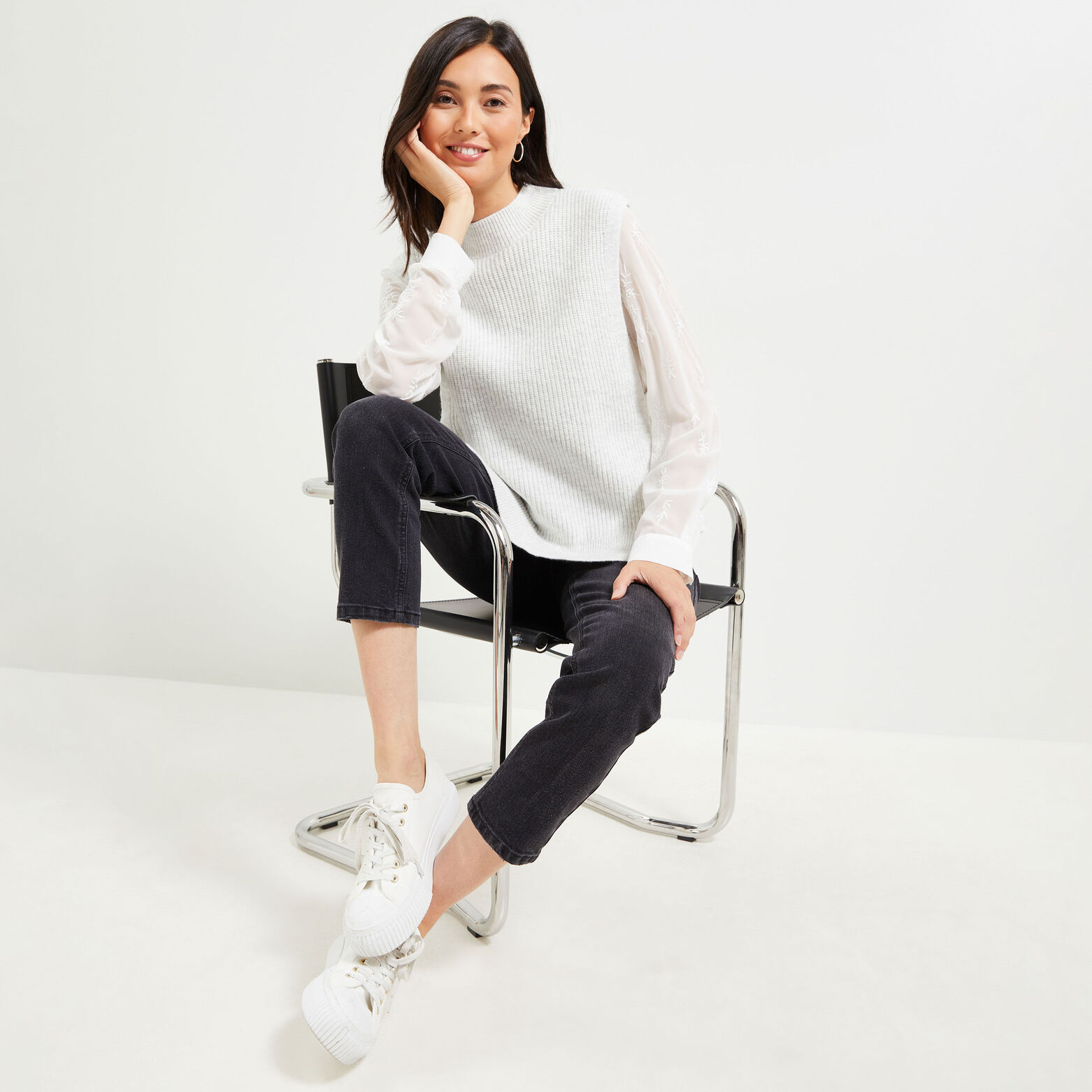 Pull sans manches ouverture femme