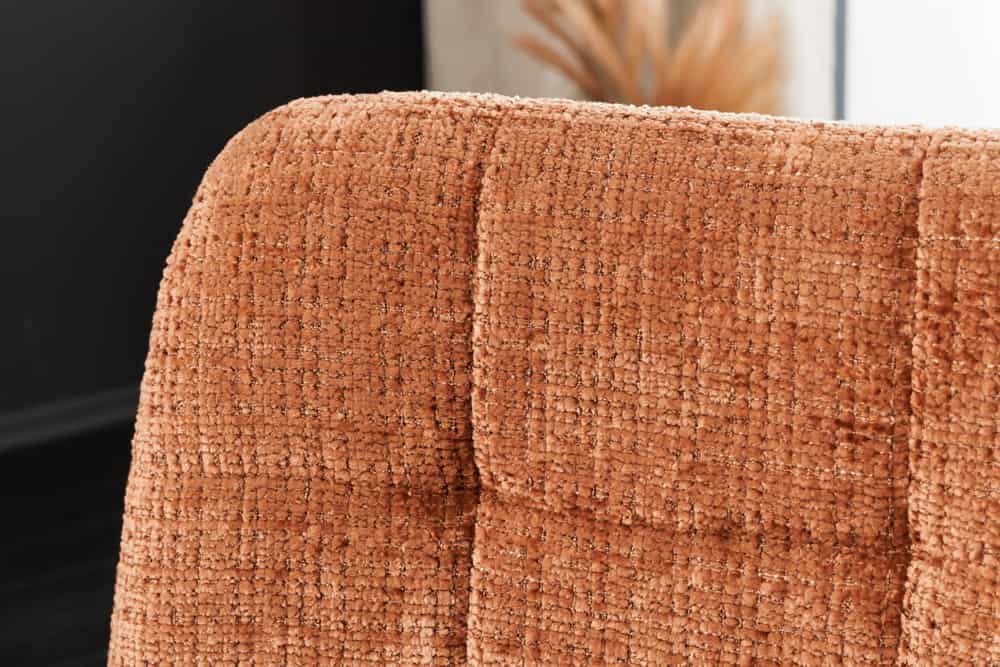 Moderner Design Stuhl TRES CHIC rost braun Chenille Cremona schwarze Metallbeine