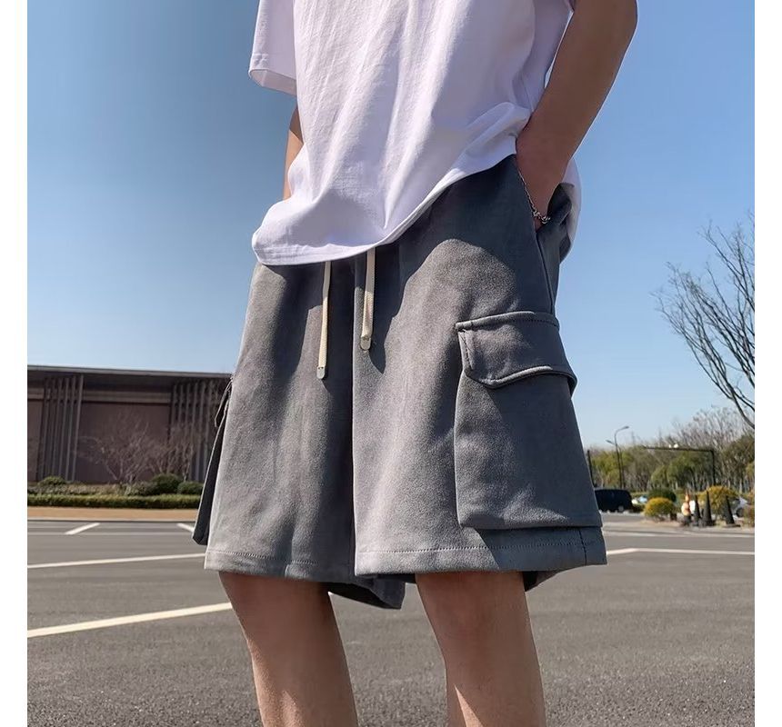 DuckleBeam - Effen cargoshorts met trekkoord in de taille