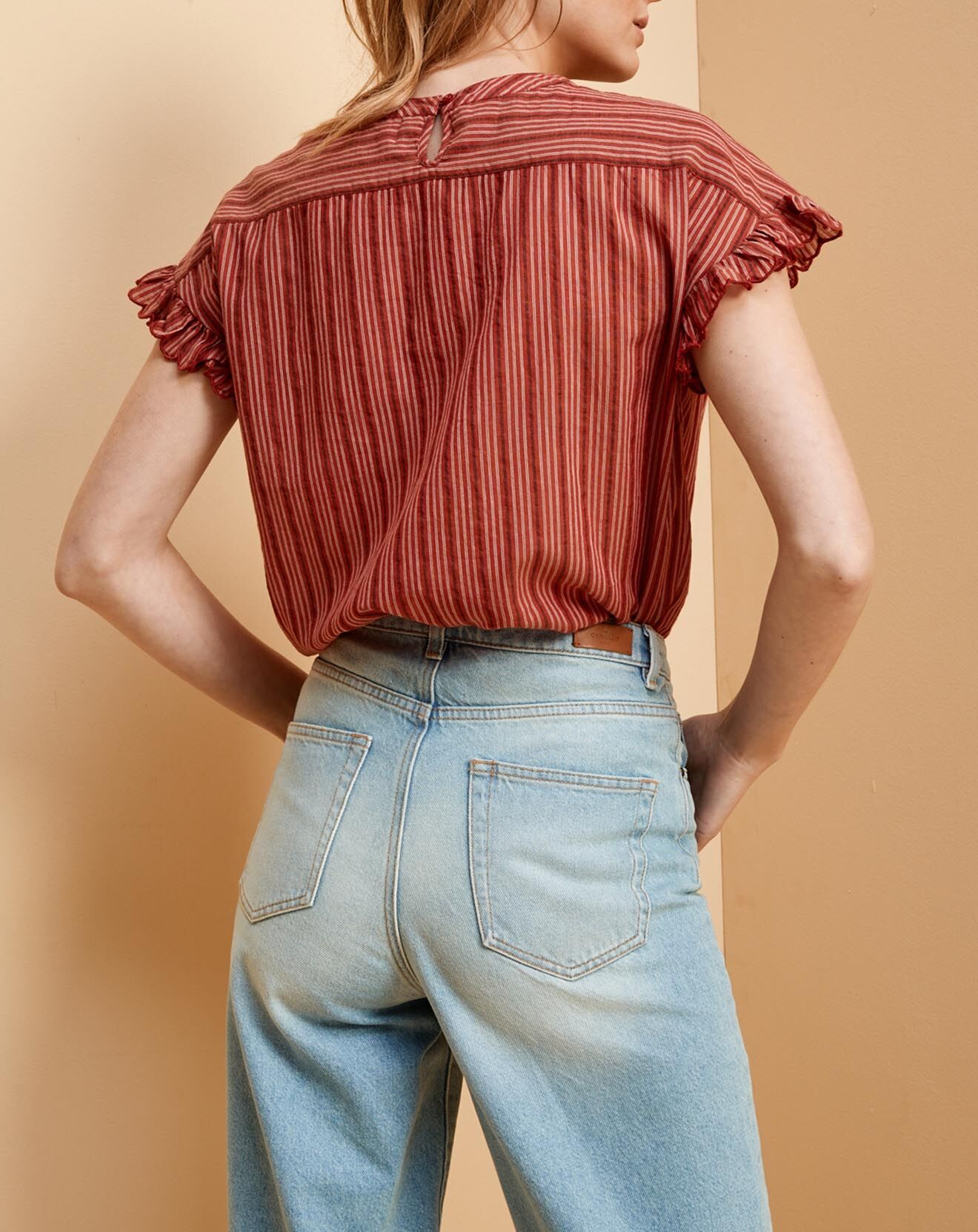 Cyrillus Blouse Gaby rayée terracotta