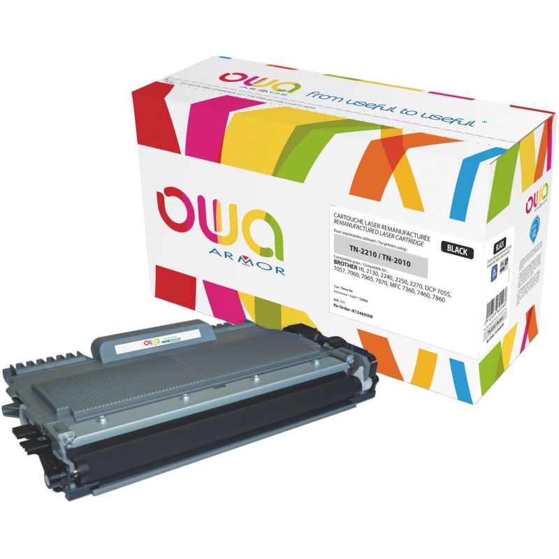Toner Owa compatible Brother TN2210 noir pour imprimante laser