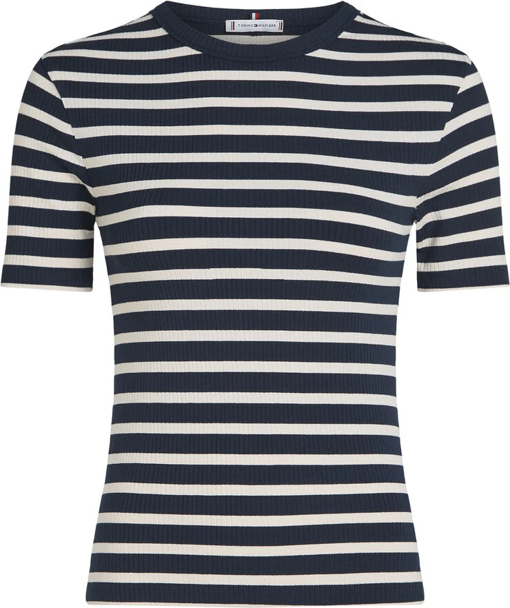 Tommy Hilfiger 5X2 RIB C-NK SS Breton dark night navy/ ivory petal
