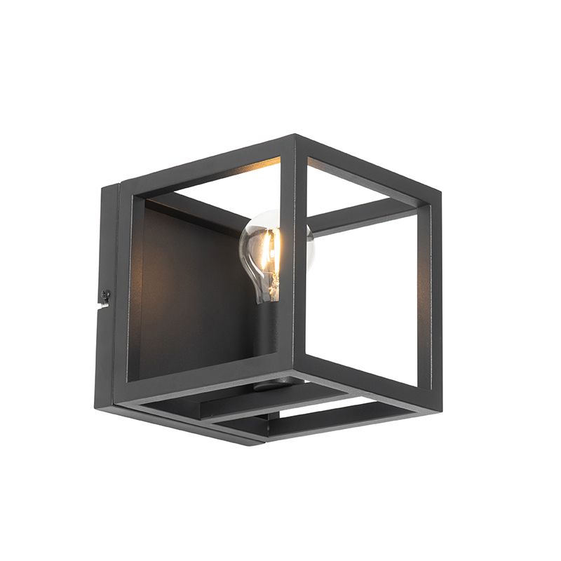Industriële wandlamp zwart kubus - Cage