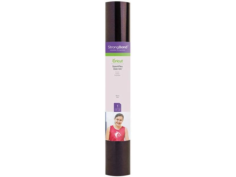 Cricut Aufbügelfolie Sportflex 30 x 61 cm, 1 Stück, Schwarz Hitzebeständige Vinylrolle