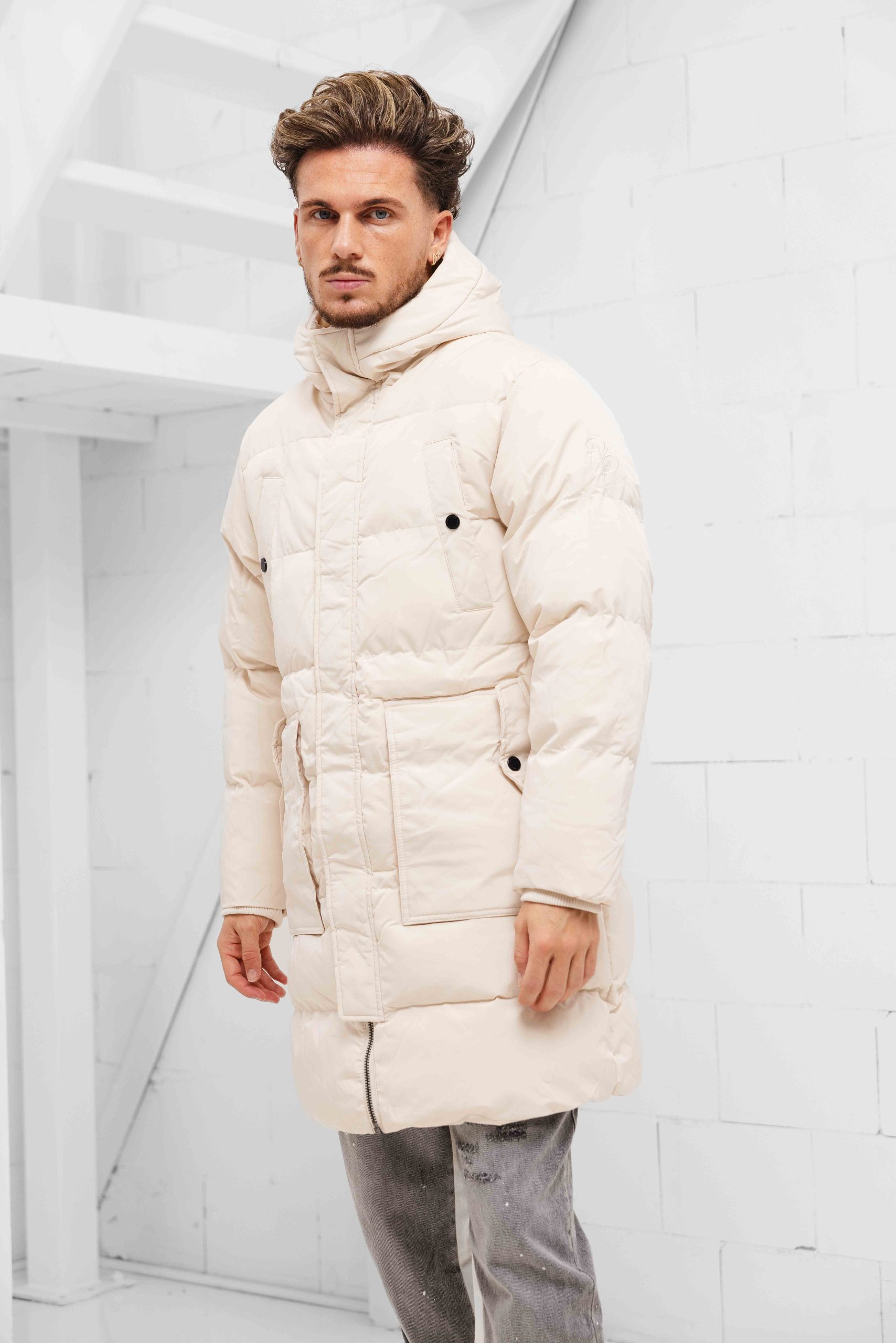 Project X Paris Long Multi-Pocket Jas Heren Wit