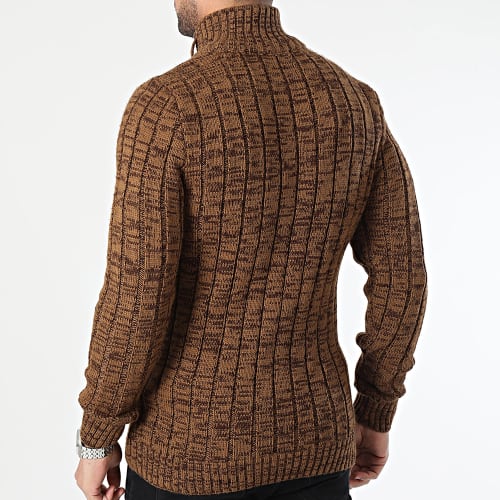 Pull Col Zippé Marron