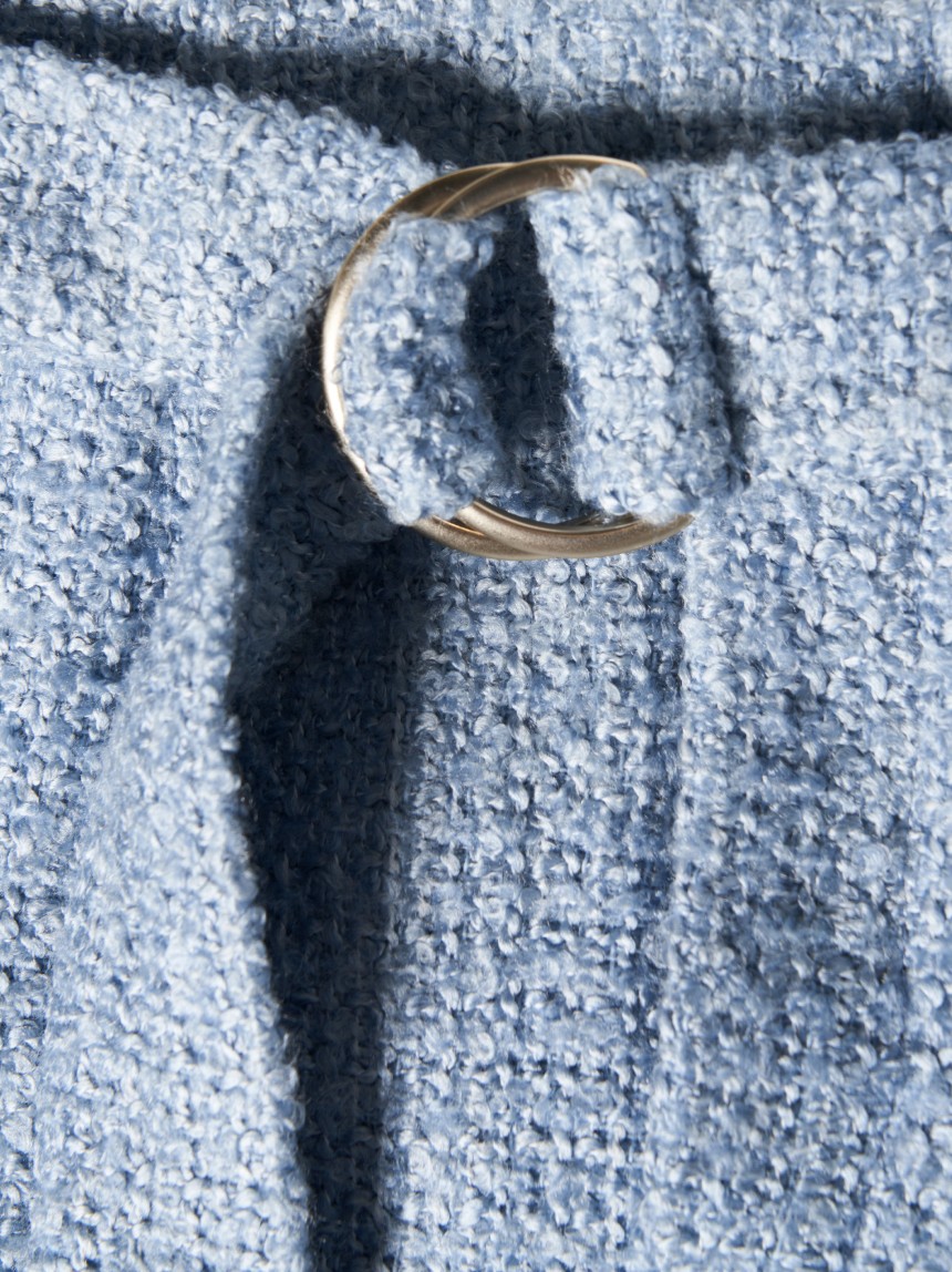Saia tweed curta com cinto