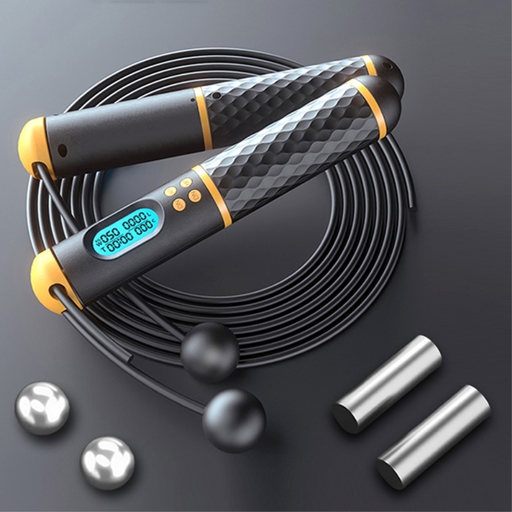 Digitales Smartes Sport Springseil Hüpfseil LCD Anzeige   Schnurlosem Indoor Seil - Schwarz / Gelb