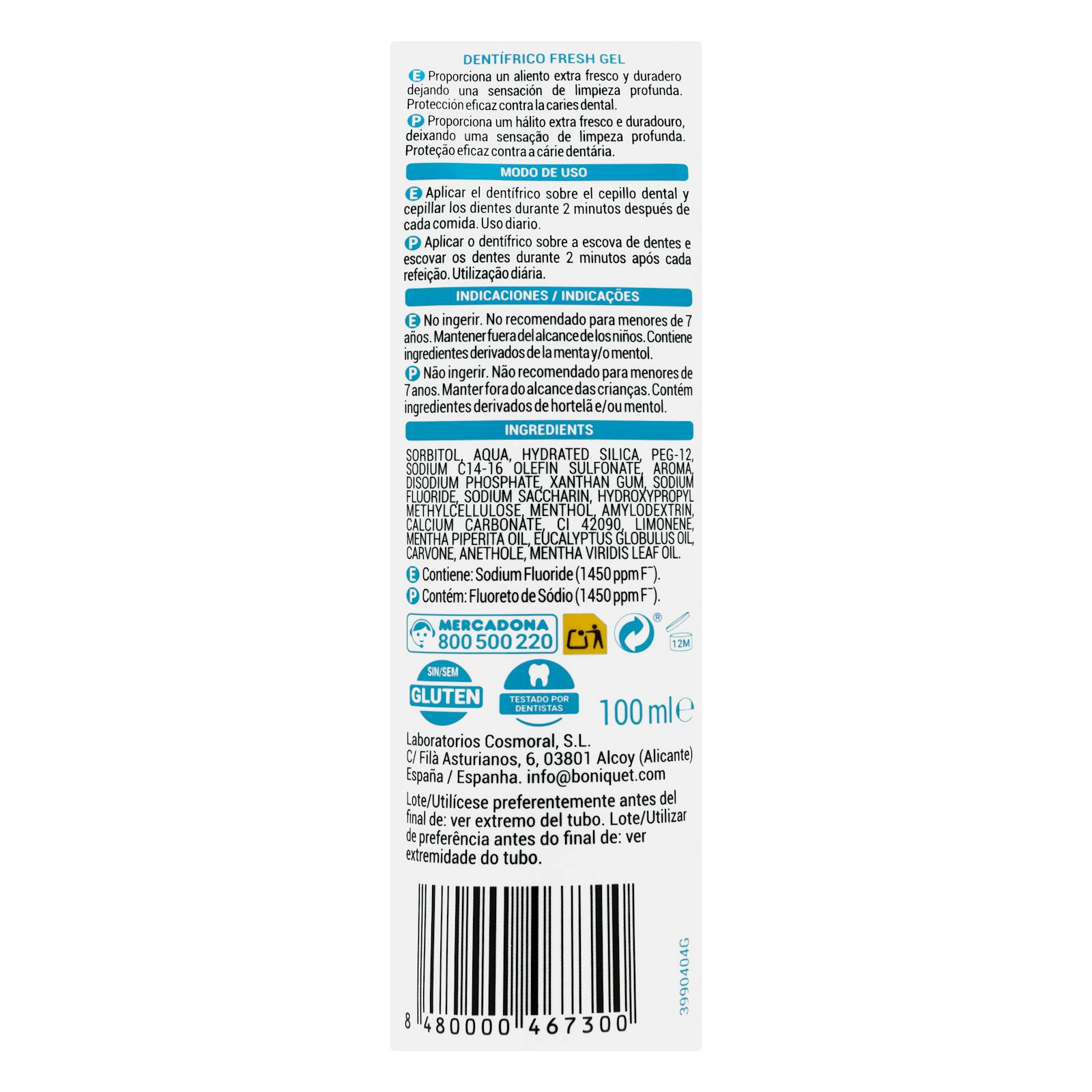 Dentifrice Deliplus Fresh Gel Menthe Extra Rafraîchissant