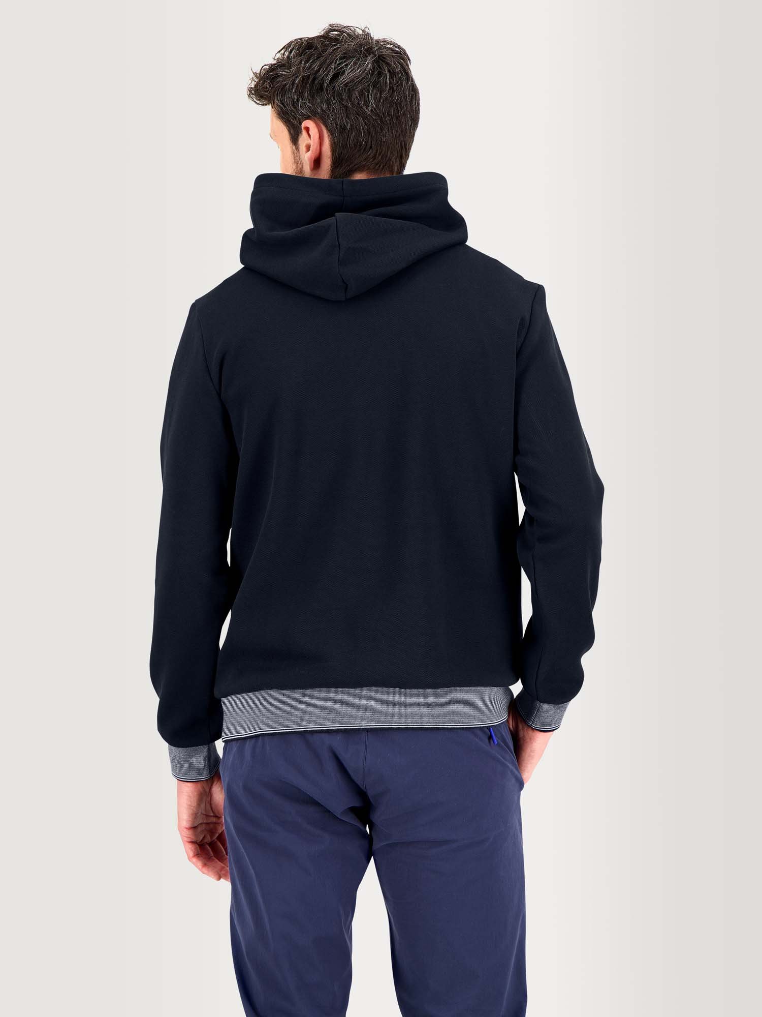 Sweat A Capuche Homme Coton Piqué Marine