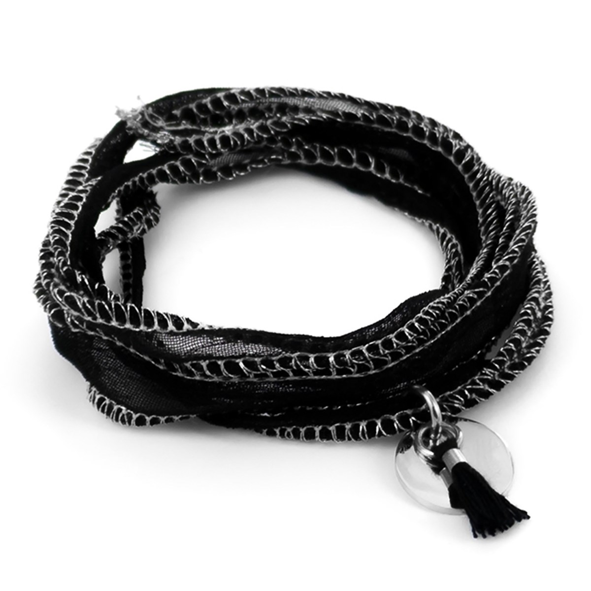 Médaille acier et pompon noir