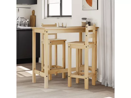 Ensemble de bar 3 pcs Bois de pin massif