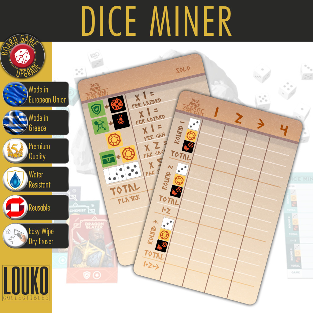 Dice Miner - Feuille de score réinscriptible