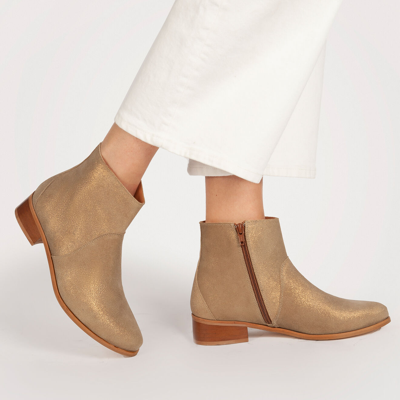 Anaki Bottines en Velours de Cuir Zabeth sable