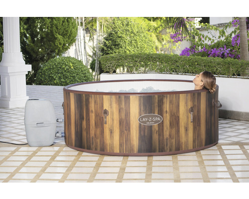 Bestway® LAY-Z-SPA® Helsinki AirJet™ opblaasbare hottub met 180 luchtjets, multifunctionele pomp, geïntegreerde verwarmingsfunctie en afsluitbare thermische afdekking, bruin