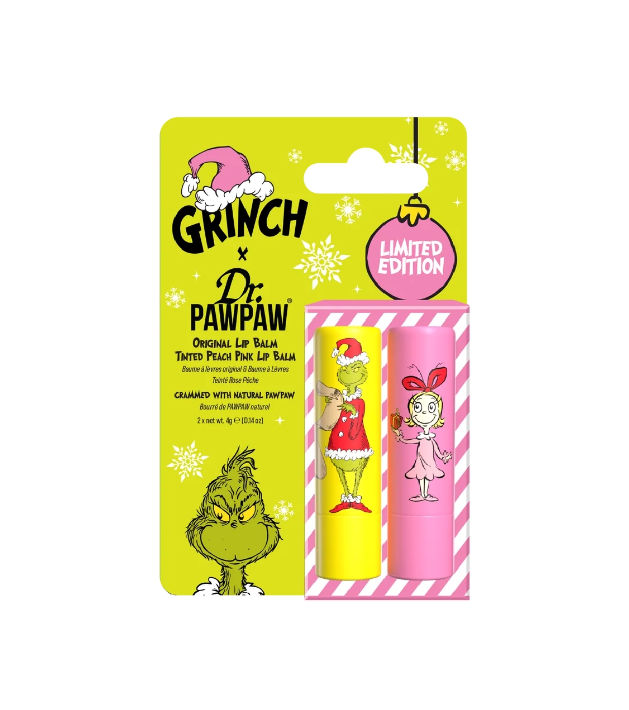 Dr. Paw Paw - *The Grinch* - Duo de protetores labiais - Peach Pink & Original